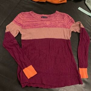 American Eagle Colorblock Purple Mauve Heather Pink and Salmon Orange Wool Blend